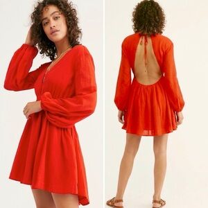 RARE ⚡️ NWT NEW W TAGS FREE PEOPLE FORMENTERA RED BACKLESS PLUNGE MINI DRESS HOT